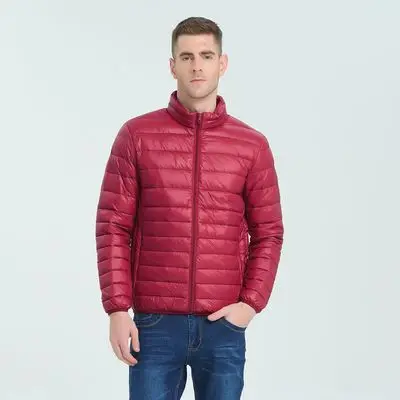 red L-7XL Новая мужская зимняя куртка ультра светильник 90% белый утиный пух куртки повседневное портативное зимнее пальто для мужчин размера плюс пуховик - Цвет: red