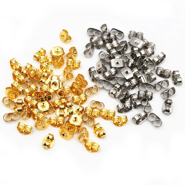 100pcs/Lot High Quality Stainless Steel Gold Plated Earring Back