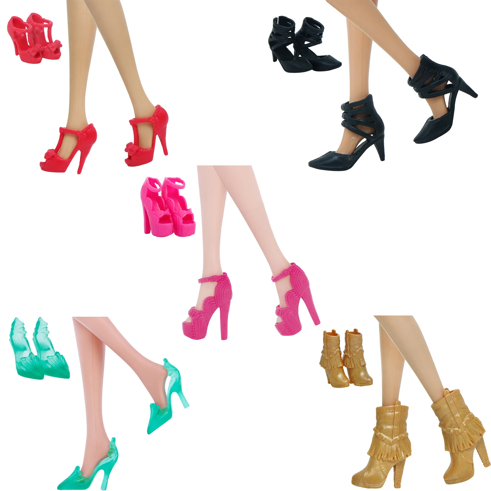 5 Pcs/Set High Quality Doll Shoes Doll Boots Mini Flat Shoes Casual Sandals Ballet Dance Accessories for Barbie Toys