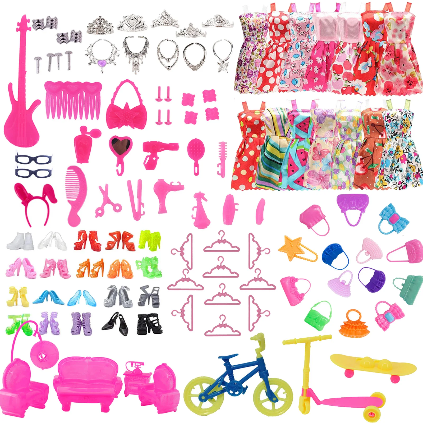 20pcs Barbies Doll Accessories = Clothes Dress + Doll Shoes For Barbie Doll&1/6 BJD Blythe Doll doll accessories doll clothes doll clothes accessories plush doll accessories barbie doll clothes