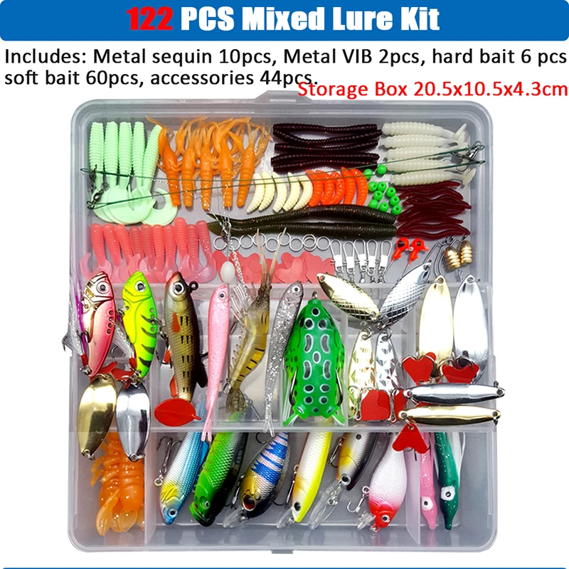 280pcs/lot Fishing Lure Set Kit Mixed Hard Bait Soft Lure Artificial Minnow  Popper Spoon Frog Plier Accessory Sea Fishing J336 - Fishing Lures -  AliExpress