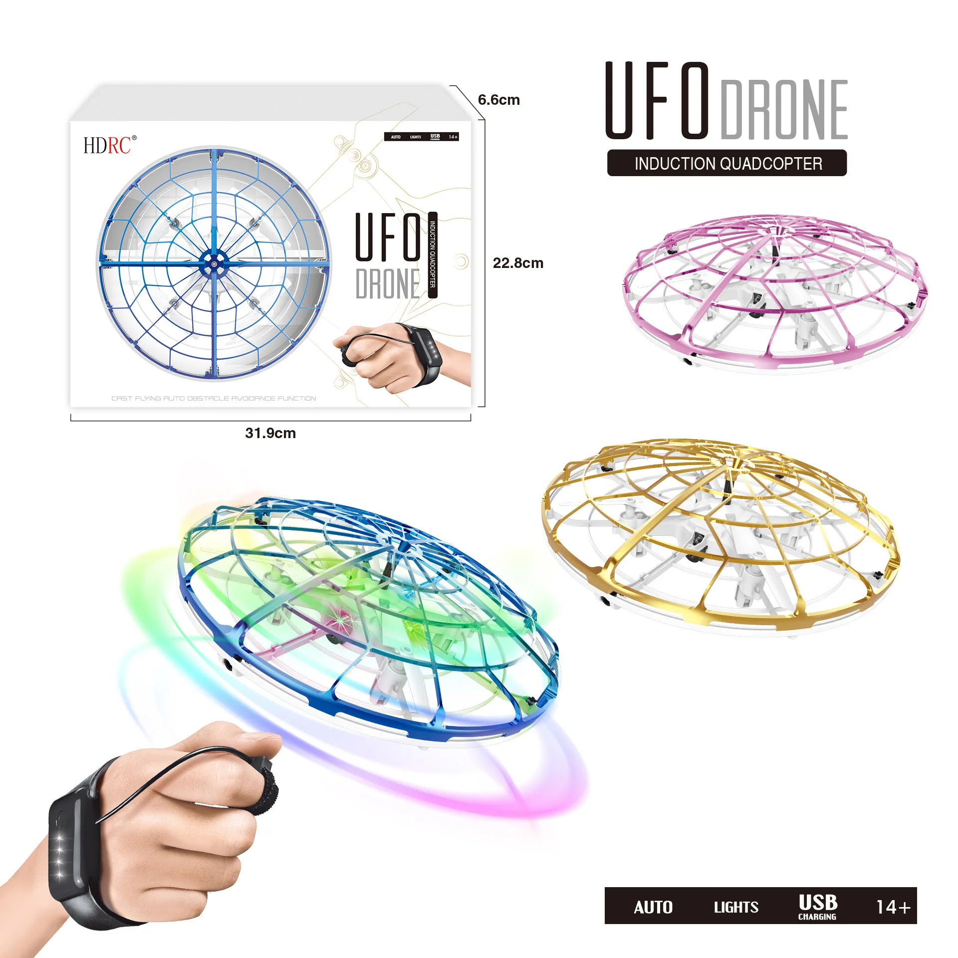 

Intelligent induction watch four-axis aircraft WIFI, remote control aircraft, UFO. Gift for the child. Smart watch induction