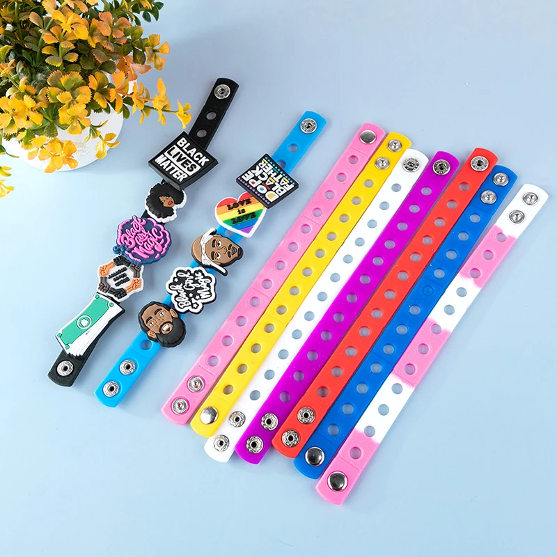 Bracelet Jewelry Silicone Bracelet Wristbands With Shoe Croc Buckle PVC Shoe Accessories 10Pcs Random Color