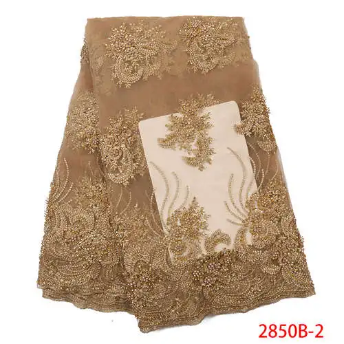 Picture 2 High Quality 3D Handmade Beads Tulle Lace Fashion Wedding Lace African Lace Fabric with Beads for Women KS2850B-6 - Цвет: Picture 2