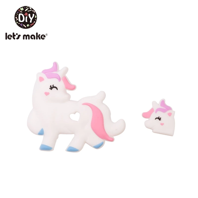 Let's Make 2 шт./компл. силиконовый Прорезыватель для зубов малышей игрушки Diy Аксессуары для колясок для соски с цепочкой, Еда Класс игрушки Детский Прорезыватель для зубов - Цвет: unicorn2