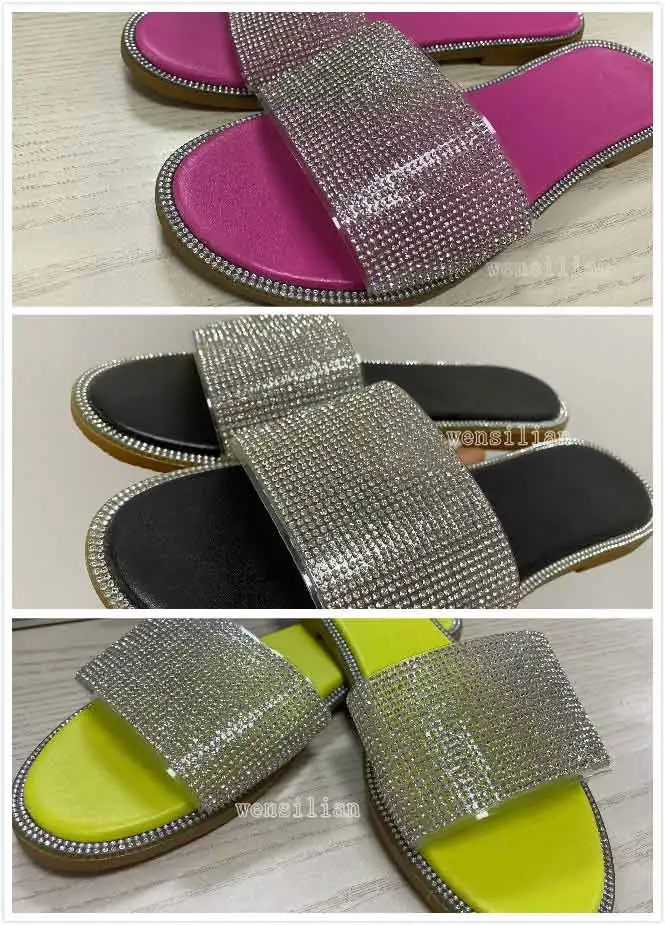 Summer Women Sandals Bling Slippers Ladies Crystal Slides Flat Glitter Gladiator Sandals Beach Shoes Female Sandalia Feminina Summer Women Sandals Bling Slippers Ladies Crystal Slides Flat Glitter Gladiator Sandals Beach Shoes Female Sandalia Feminina