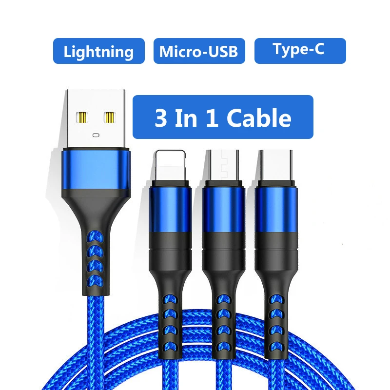 Tanie Kabel USB 3w1 do iphone'a szybka ładowarka kabel ładujący do telefonu Micro