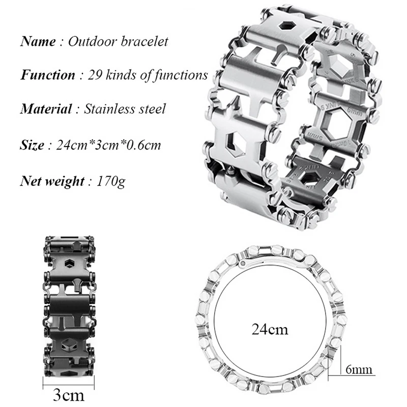 29 in 1 Multitool Bracelet Multifunction Screwdriver Men Outdoor Spliced Wearing Tool Hand Chain Survival Brace Opener Bracelet 29 in 1 Multitool Bracelet Multifunction Screwdriver Men Outdoor Spliced Wearing Tool Hand Chain Survival Brace Opener Bracelet