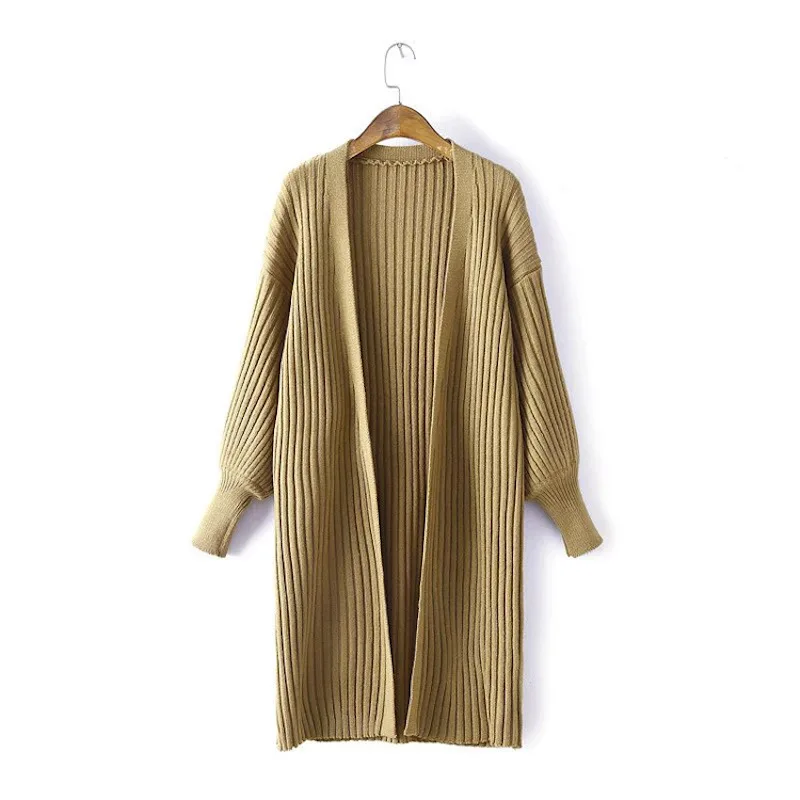2019 Autumn Women's Sweater Cardigan Large Size Long Loose Lantern Sleeve Knit Coat |