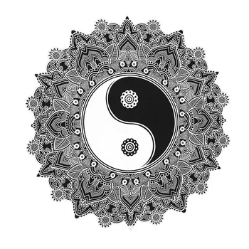 

Black and White Tapestry, Yinyang Wall Hanging Tapestry, Mandala Tapestries, Indian Traditional Cotton Printed Bohemian Hippie E