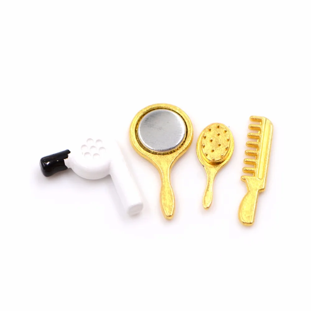 4pcs SetPlastic Comb Hair Mirror Model Building Kits Kids Toys 1/12 Doll house Miniature Bathroom Accessory | Игрушки и хобби