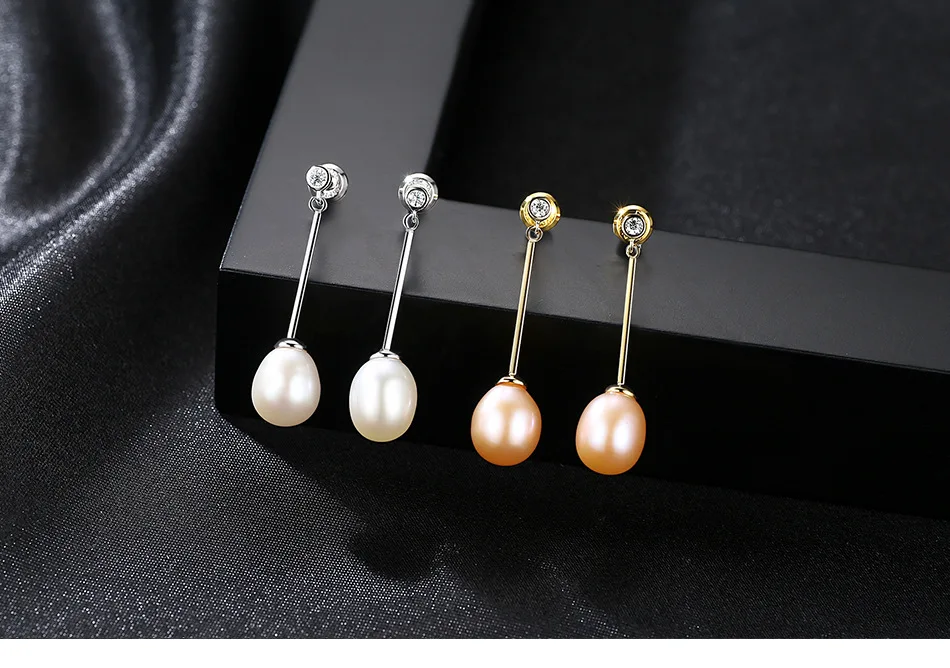 

S925 Sterling Silver Pearl Earrings Pearl Simple Tassel Earrings