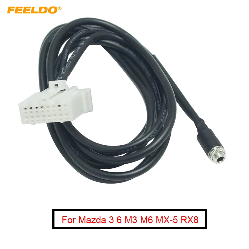 

FEELDO 5Pcs Car Female Jack AUX In Input interface Adapter Cable For Mazda 3 6 M3 M6 MX-5 RX8 Besturn B70 Audio Cable Data Wire