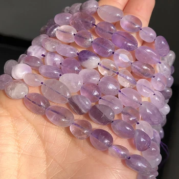 

8-10mm Natural Irregular Purple Crystal Stone Beads Loose Spacer Beads For Jewelry Making DIY Bracelet Earrings Accessories 15"