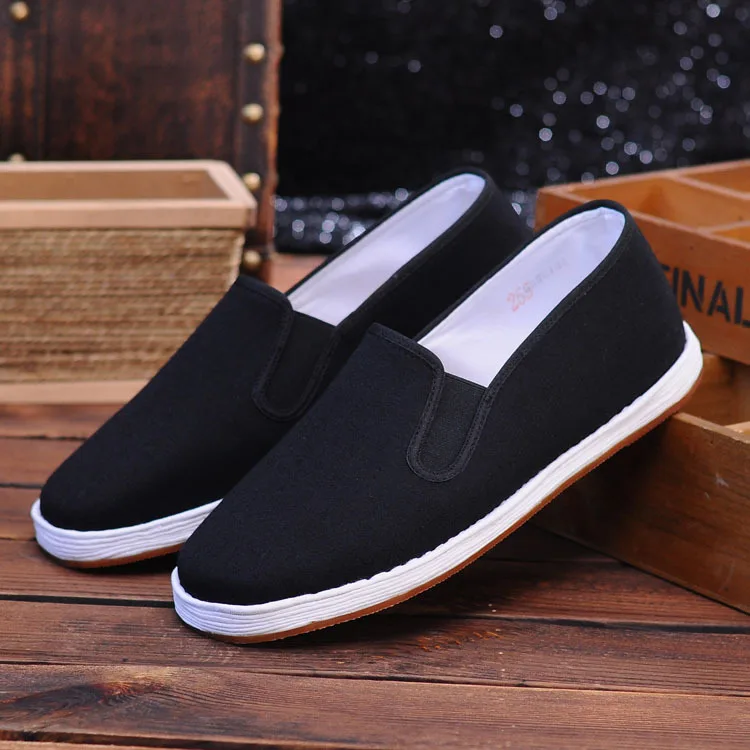 

Unisex Old Beijing Hand-made Antiskid Shoes Black Chinese Traditional Kungfu Shoes Tai Chi Training Shoes Large Size Daily Shoe