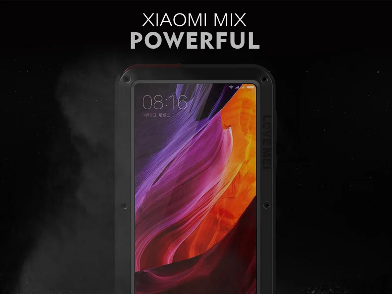 Защитный чехол Love Mei, водонепроницаемый чехол, для Xiaomi mi Mix 2, корпус, металлическая подставка, противоударный чехол для Xiaomi mi x 1