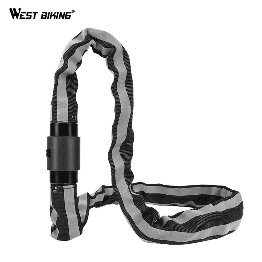 

WEST BIKING Bicycle Bike Lock Alloy Anti-Theft Bike Chain Lock Night Reflection Cycling Lock Strong Security Cycling Accessories