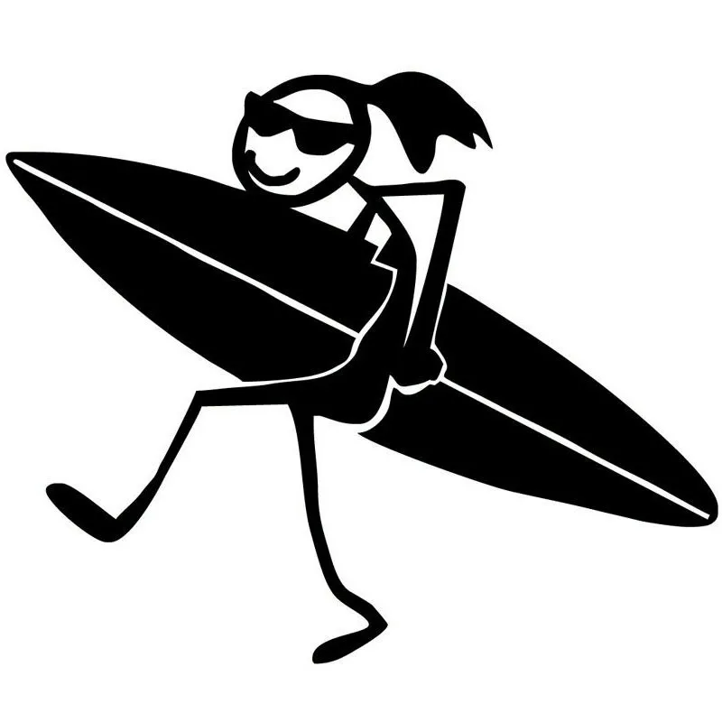 

Interesting Surfing Girl Car Sticker Vinyl Accessories Car Window Decal PVC 13cm X 15cm for VAN RV SUV Car Stickers Decals