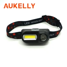 Aukelly мини COB светодиодный налобный светильник XPE налобный фонарь вспышка светильник USB Перезаряжаемый 18650 фонарь для кемпинга туризма ночной рыбалки светильник