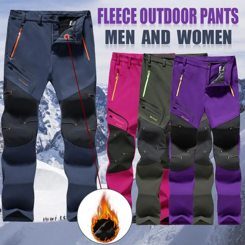 

Winter Fleece Warm Men Pants Male Outdoor Snow Camping Hiking Work Pants Windproof Snowboard Ski Waterproof Breathable Trousers