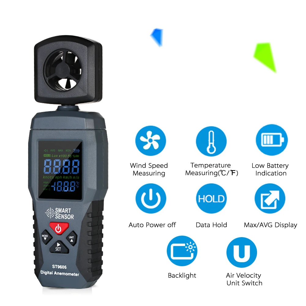 

Digital Portable Wind Gauge ST9606 Portable Hand-held Anemometer Wind Speed Meter Wind Speed Measuring Instrument