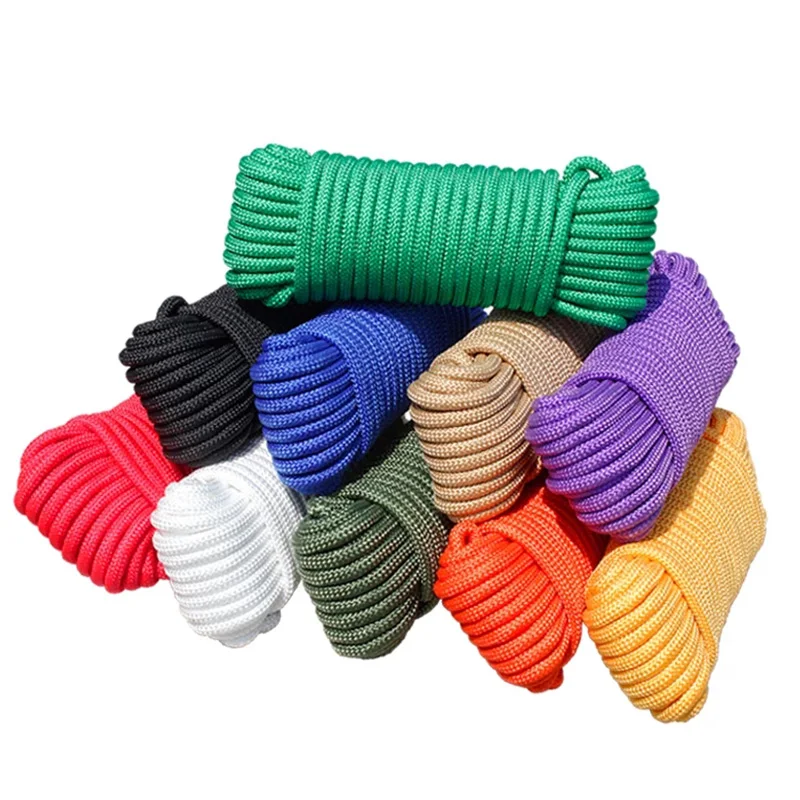 10M 8mm Braided Nylon Polypropylene Rope Strong PP Climbing Boat Yacht  Sailing Pulley Clothes Line DIY Craft Decoration 10 Color