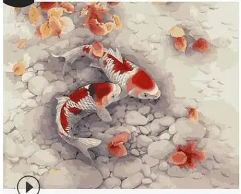 

Pictures By Numbers Animals Fish Wealth Fame HandPainted Kits Drawing Canvas Oil Painting by Numbers Home Decoration DIY Gift