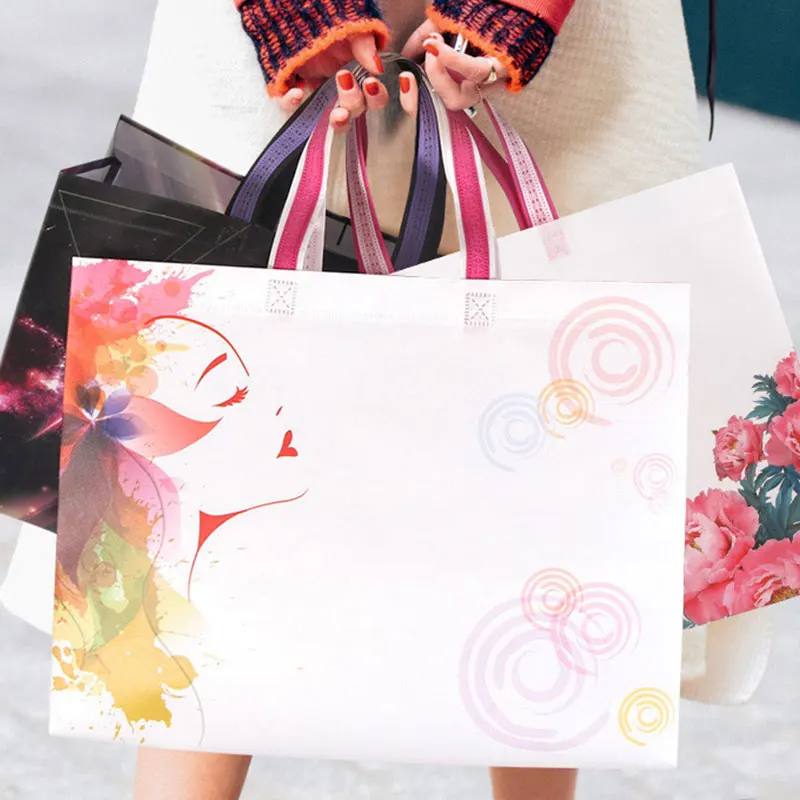 Reusable Foldable Shopping Bag Portable Travel Grocery Pocket Tote Plastic Bag Non-woven Fabric Eco Folding Bag Shopping Pouch 6