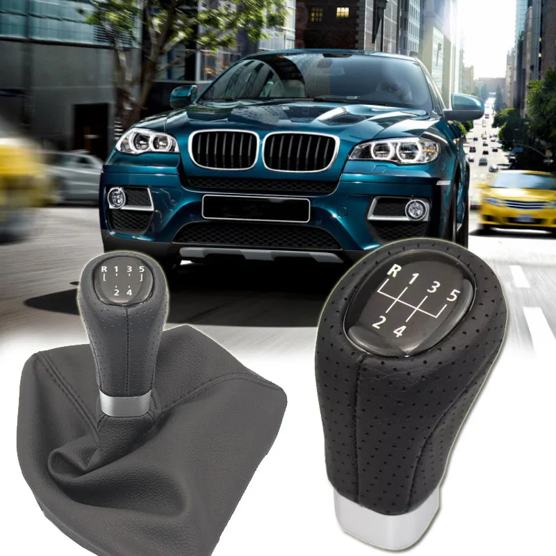6-Speed PU Leather Car Gear Shift Knob For BMW 3 5 6 Series E30 E34 E39 E46 E90 