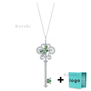 

XL TFX TTFF Rllen Sterling Silver Green Gem Necklace Butterfly Shape Suitable for Women's Party Jewelry Wholesale Free Delivery.
