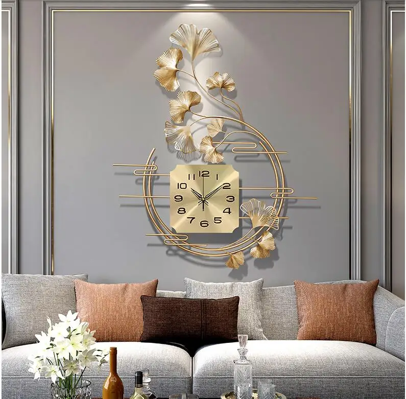 De Moda De Lujo Pared Grande Reloj Salón Decoración Nórdica Simple Diseño  De Interior Para El Hogar Loft Reloj De Pared Metal Dorado 3d Reloj -  Relojes De Pared - AliExpress