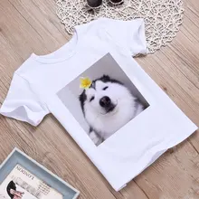 Нейтральные футболки для мальчиков с принтом «собака-Сибирская Хаски», Kawaii, футболка с маленькой лапой для девочек, очень милая детская футболка с надписью «Than Heart»
