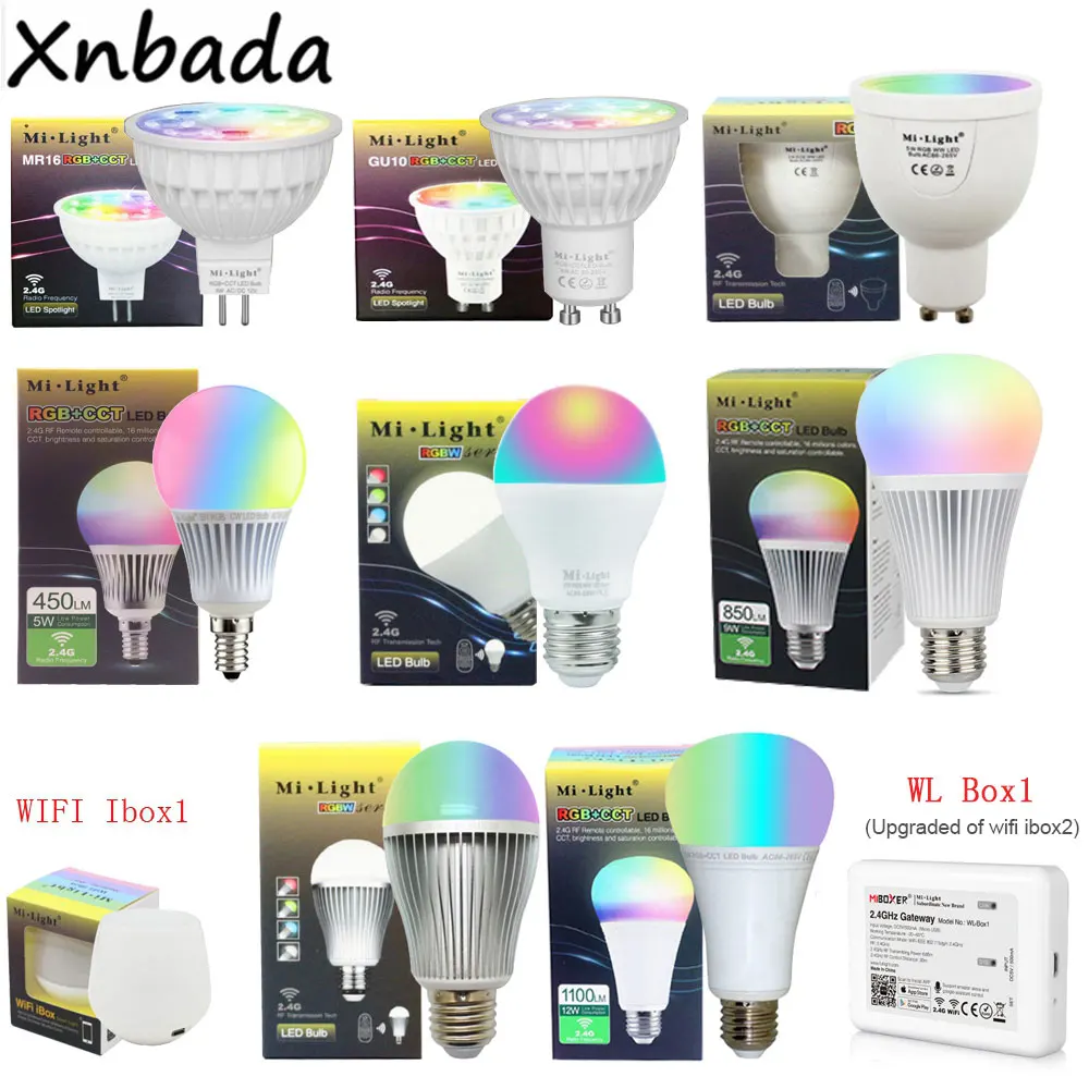 Светодиодная лампа Mi light 2 4G 4 Вт 5 6 9 12 CCT/RGBW/RGBWW/RGB + CCT светодиодсветильник Miboxer MR16 GU10
