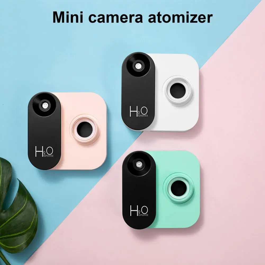 30MM Water Bottle Humidifier Cute USB Rechargeable Camera Shape Mini Humidifier Air Diffuser With Night Lamp for Home Car