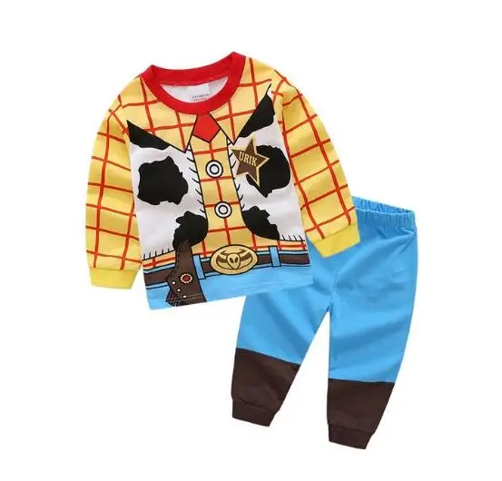 Весенне-осенний комплект одежды для детей, пижамные костюмы для маленьких мальчиков комплекты одежды для девочек, одежда для сна, пижама с рисунком из хлопка - Цвет: Lotus цвет