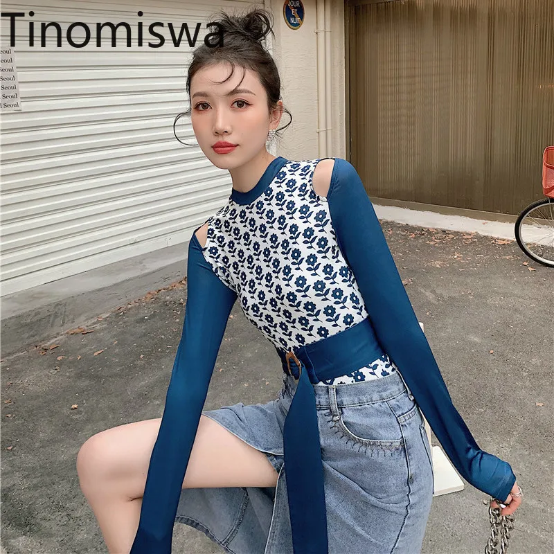 Футболки Tinomiswa с цветочным узором женские модные футболки круглым вырезом и