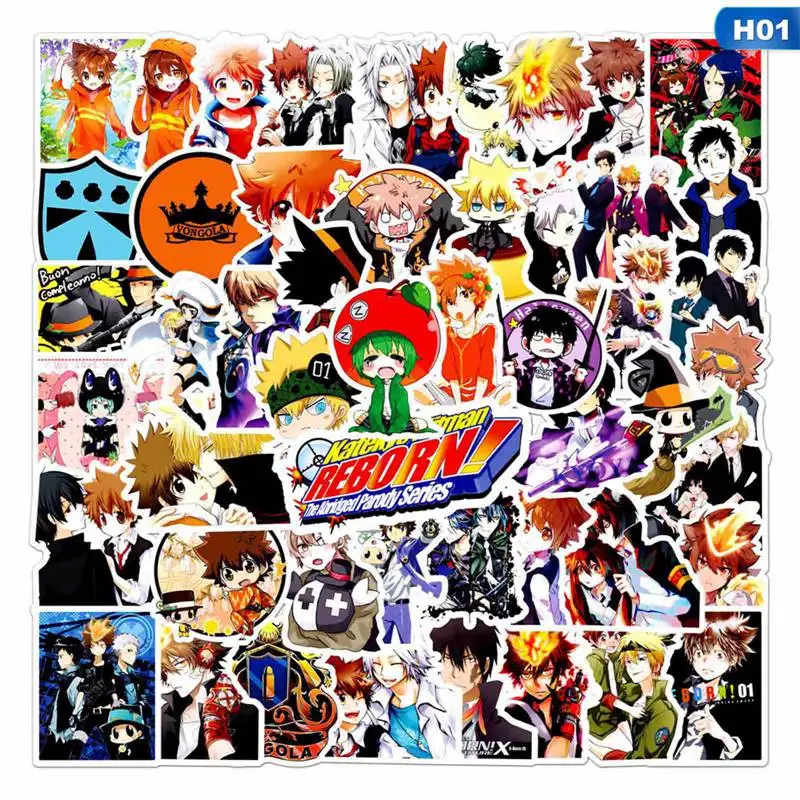 

50pcs/pack Japanese Anime Hitman Reborn Lable Stickers For Notebook Motorcycle Skateboard Computer Mobile Phone Decal Cars Box