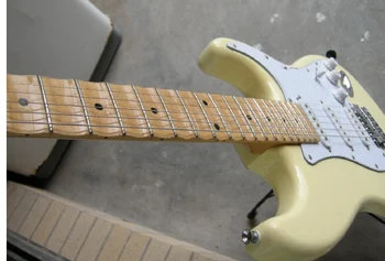 

Chinese Factory Custom High Quality scalloped fingerboard big headstock Cream color ST Electric Guitar 7yue19