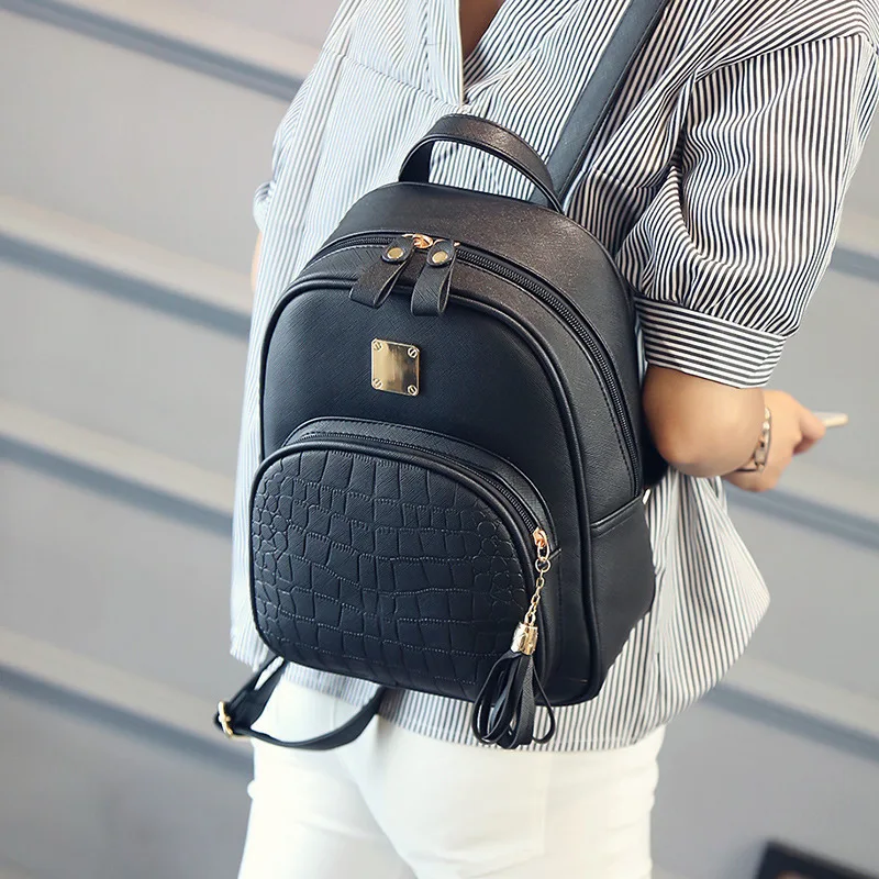 Красивые стильные школьные сумки для девочек-подростков, мини-рюкзак для женщин из искусственной кожи, Маленький милый рюкзак для девушек, рюкзак для путешествий, модная сумка - Цвет: Черный