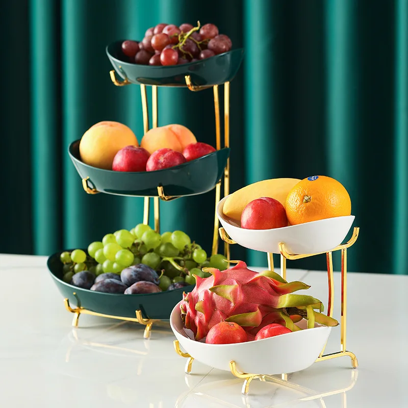 Nordic Ceramic Fruit Plate Living Room Multi-layer  Dish Snack Basket Household Dry  Bowl   Creative Luxury 2
