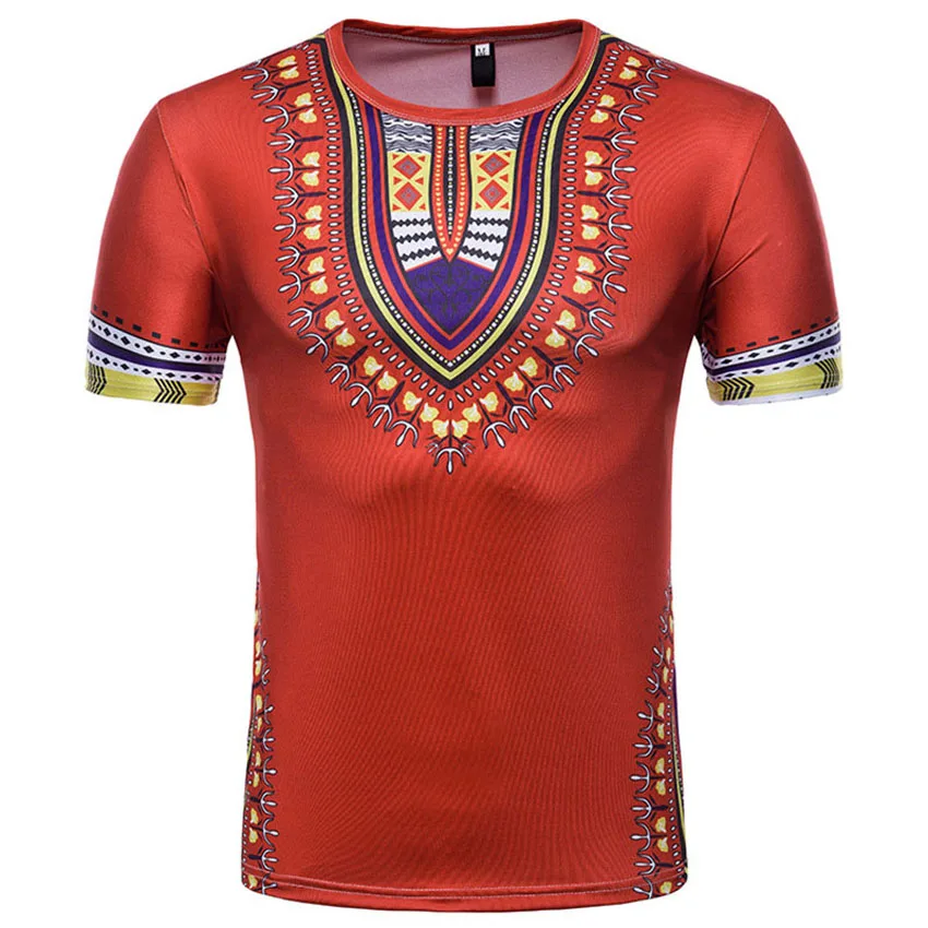 Мужские африканские традиционные костюмы Летняя футболка 3D принт Дашики Племенной этнический одежда хип хоп Уличная одежда футболки с
