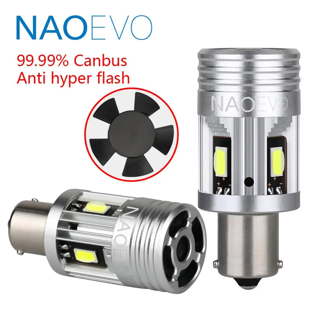 NAOEVO P21W светодиодный Canbus 1156 PY21W без ошибок BA15S 26W 3000Lm 12V BAU15S для BMW E60 сигнала поворота