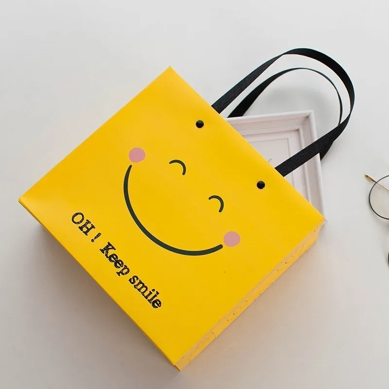 1 шт. Smile Tote смайлик бумажная сумка простая праздничная подарочная упаковка хозяйственная сумка подарок на день рождения сумка настраиваемая