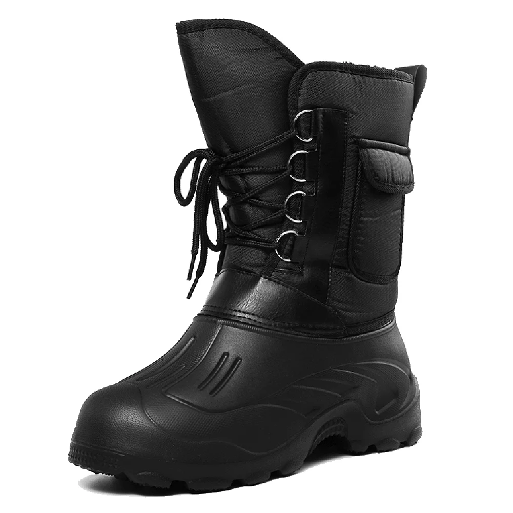 Новое поступление, мужские зимние ботинки, водонепроницаемая утепленная Уличная обувь для охоты и пешего туризма - Цвет: Черный