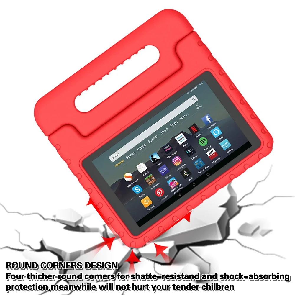 Cute Cartoon Kids Cover for Fire 7 (5th 7th 9th Gen)/HD 8 Tablet Handle Stand Funda Case for Fire HD 8 Plus (10th Gen 2020)