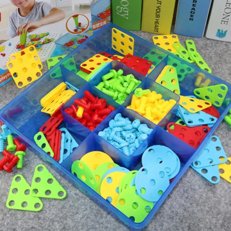 remarkable  Children Toys Electric Drill Nut Assembled Tool Match Tool kids Puzzle Assembled Building Block Set