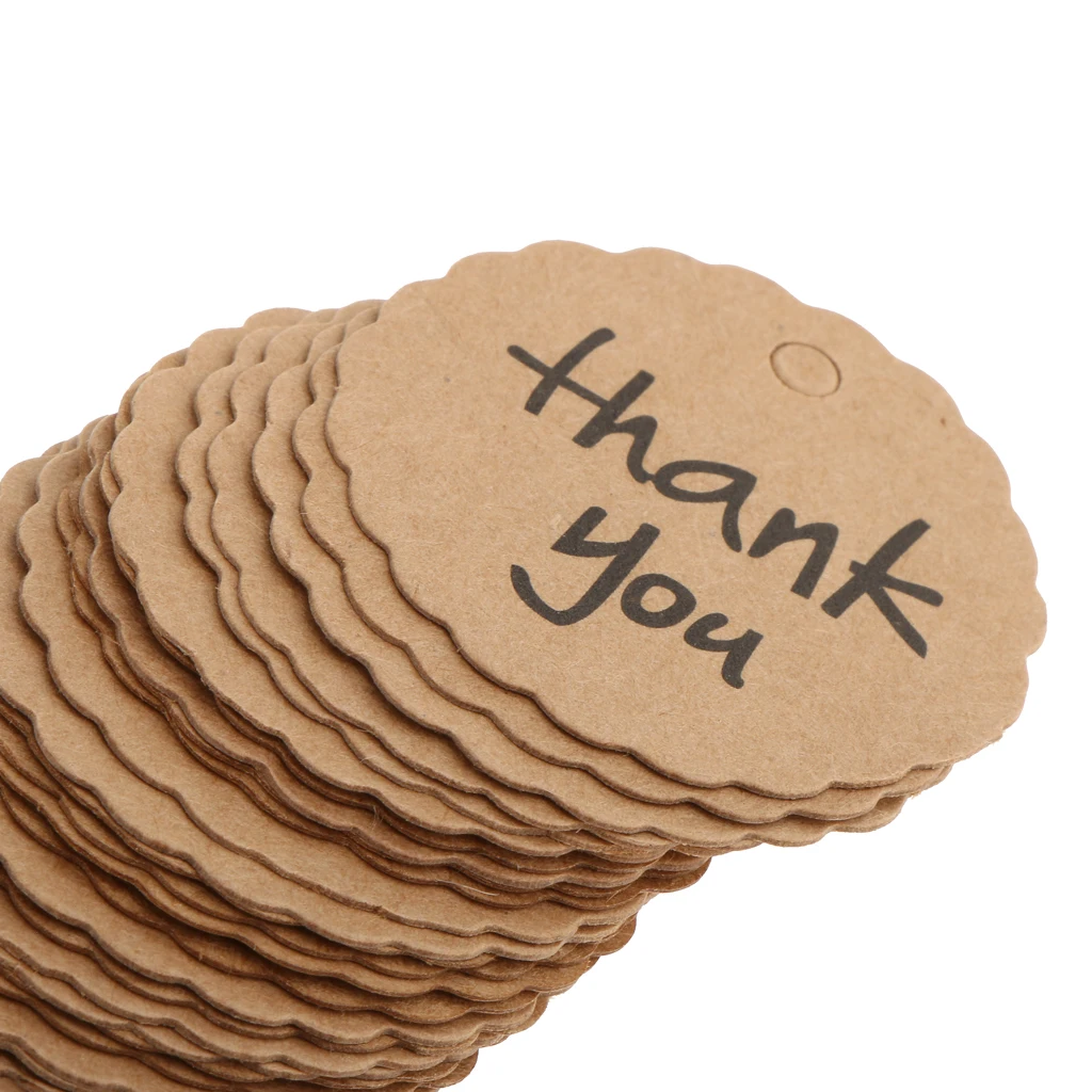 100 Pieces Kraft Paper Gift Tags withString Christmas Wedding  Baby Shower Thank You Cardstock Gift Favour