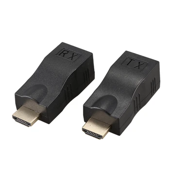 

4K 3D HDMI 1.4 30M Extender to RJ45 Over Cat 5e/6 Network LAN Ethernet Adapter