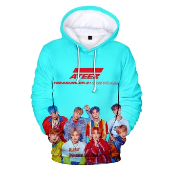 

3D ATEEZ printed k-pops Hooded sweatshirt Men/Women spring 2019 warm Casual Harajuku streetwear Hoodies Plus Size Clothes 4XL