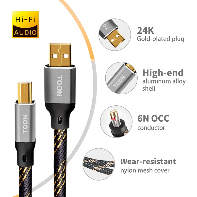 Cabo de Alta Digital de Áudio Dados de Alta Occ tipo a para tipo b Todn Alta Qualidade Fidelidade Dac 6n Cabo Usb - Image 2